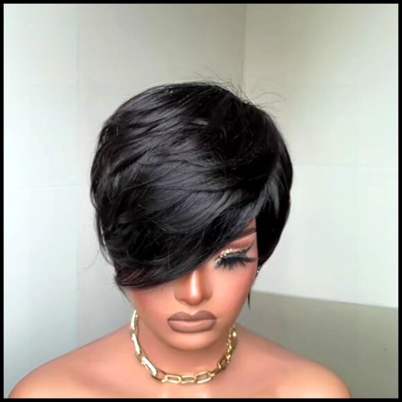 Short Pixie Cut Wig Brazilian Virgin Human Hair Glueless Daily Wear